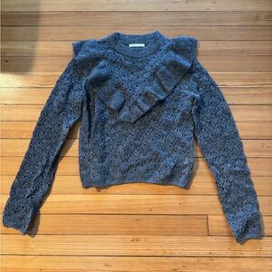 American Eagle Outfitters Charcoal Ruffled Sweater
